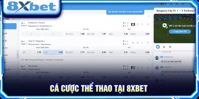 8XBET – Khám Phá Nền Tảng Giải Trí Trực Tuyến Nổi Bật Cá cược thể thao tại 8XBET