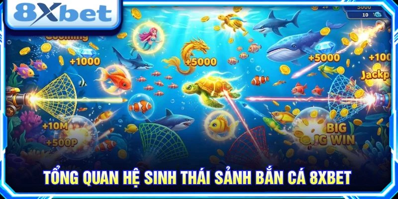 Tổng quan sảnh bắn cá 8XBET với kho trò chơi đa dạng, giao diện trực quan.